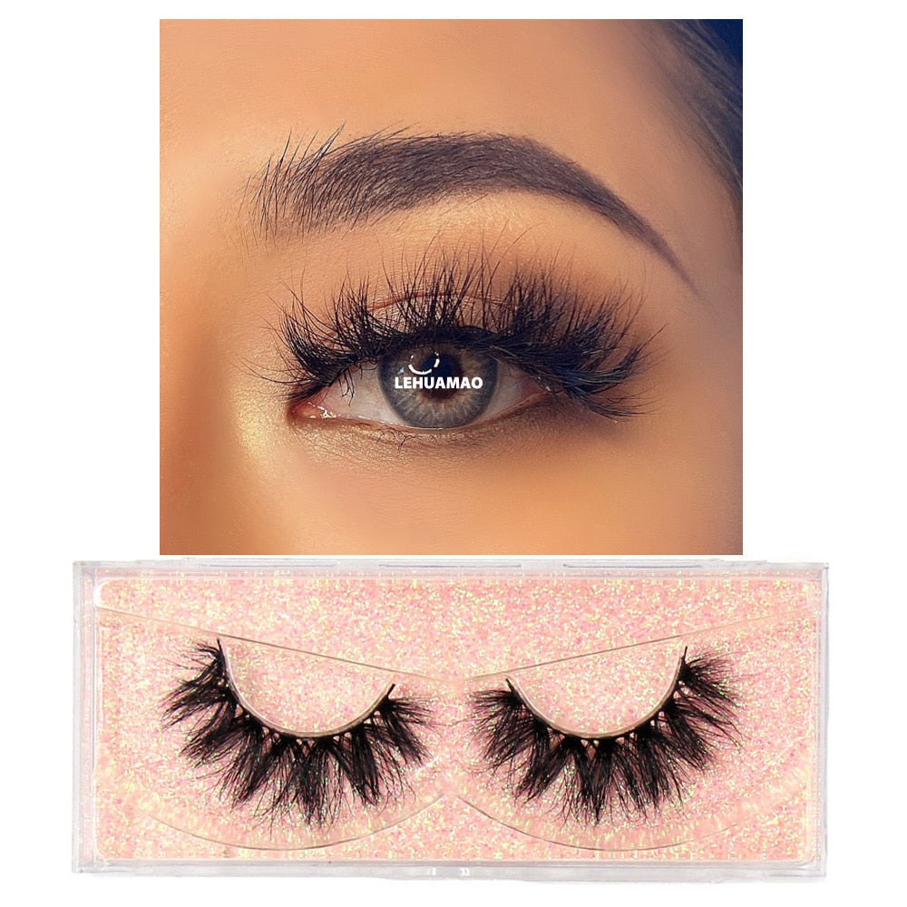 LEHUAMAO Makeup Mink eyelashes Soft fake lashes makeup kit Mink Lashes extension mink eyelashes Handmade Reusable Eyelashes