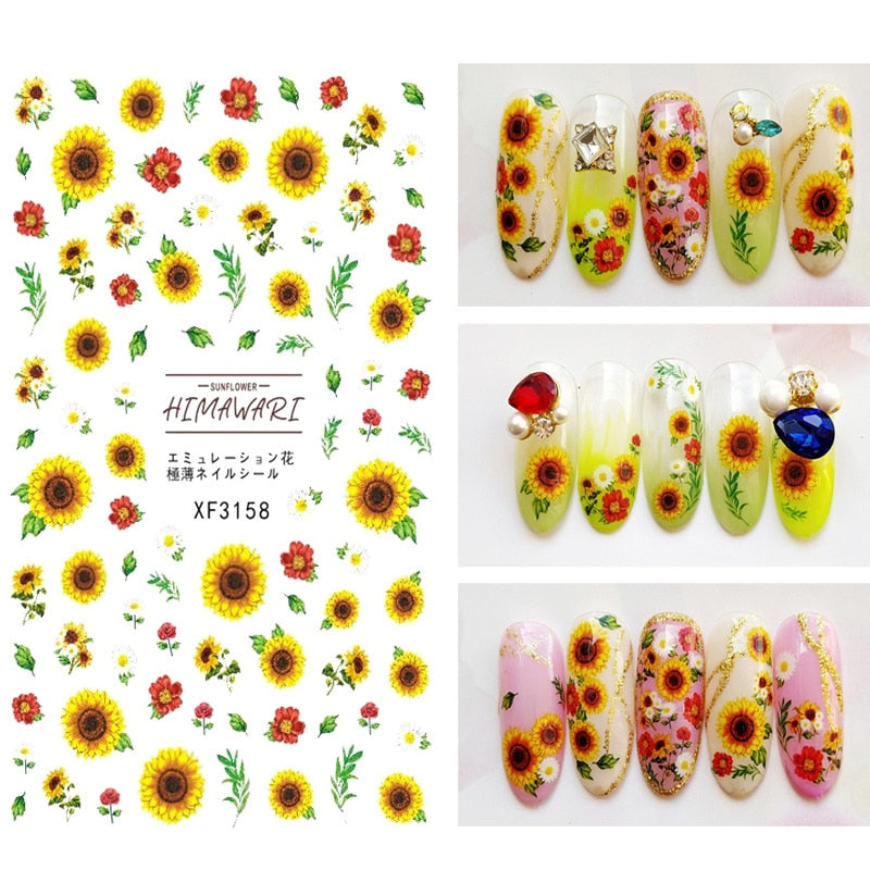 1pc Summer Fruit Strawberry Leaf Flower Flamingo Butterfly Stickers For Nails Water Transfer Watermark Beauty Nail Art Decals