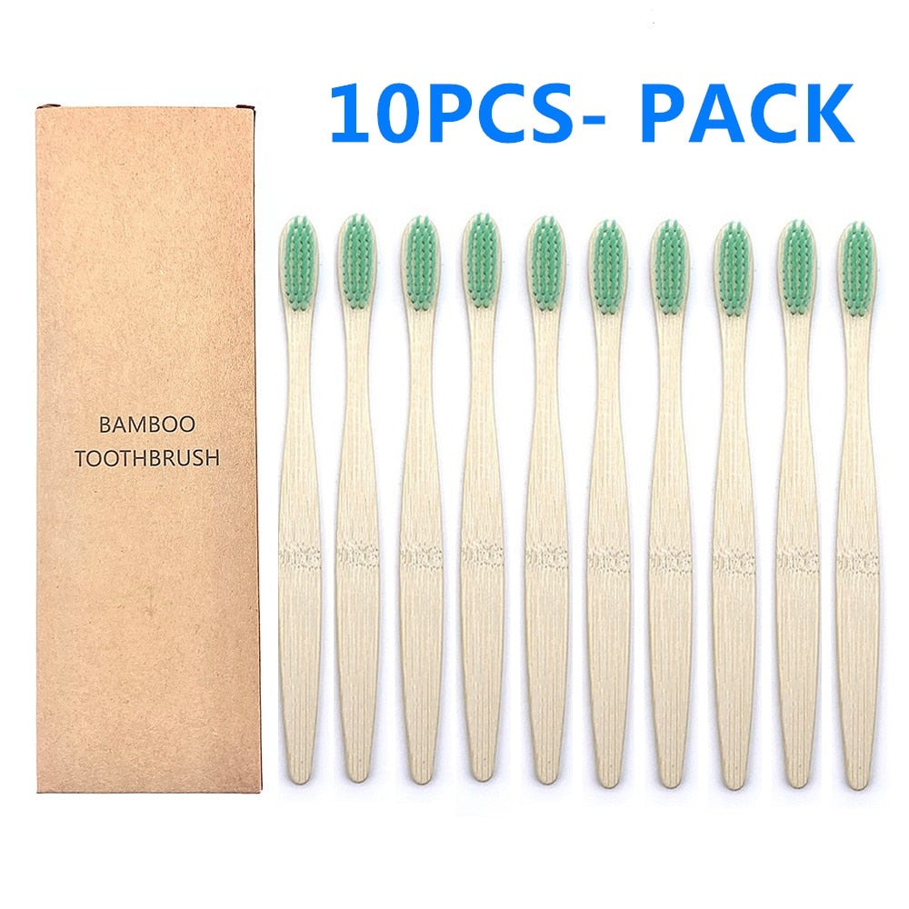 10PCS Biodegradable Bamboo Toothbrush Teeth Colorful Bristle Natural Bamboo Tooth brush Dental Eco Bambou Toothbrushes