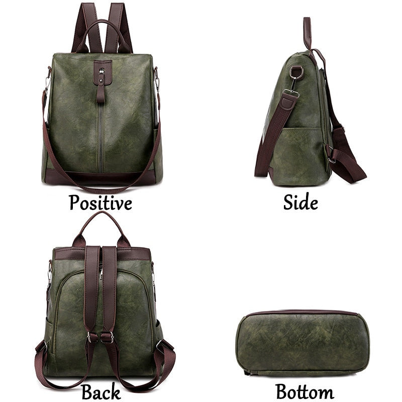 2021 New Multifunction Backpack Women PU Leather Backpack Large Capacity School Bags for Girls Fashion Female Bagpack Mochila