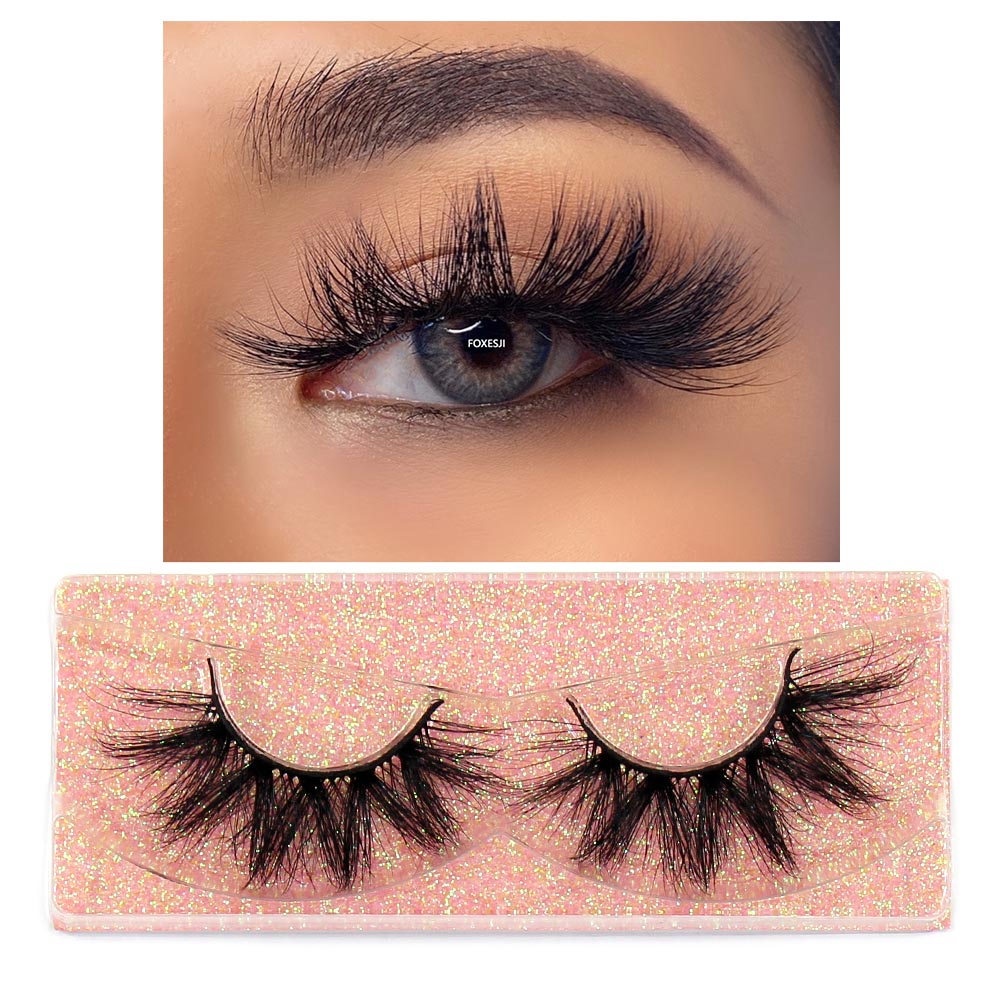 FOXESJI 3D Mink Lashes Makeup False Eyelashes Fluffy Thick Cross Cruelty free Natural Mink Eyelashes Eyelash Extension Lashes