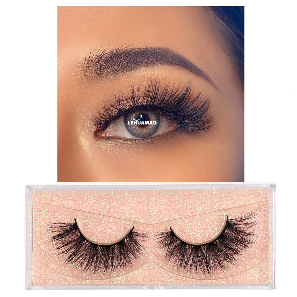 LEHUAMAO Makeup Mink eyelashes Soft fake lashes makeup kit Mink Lashes extension mink eyelashes Handmade Reusable Eyelashes