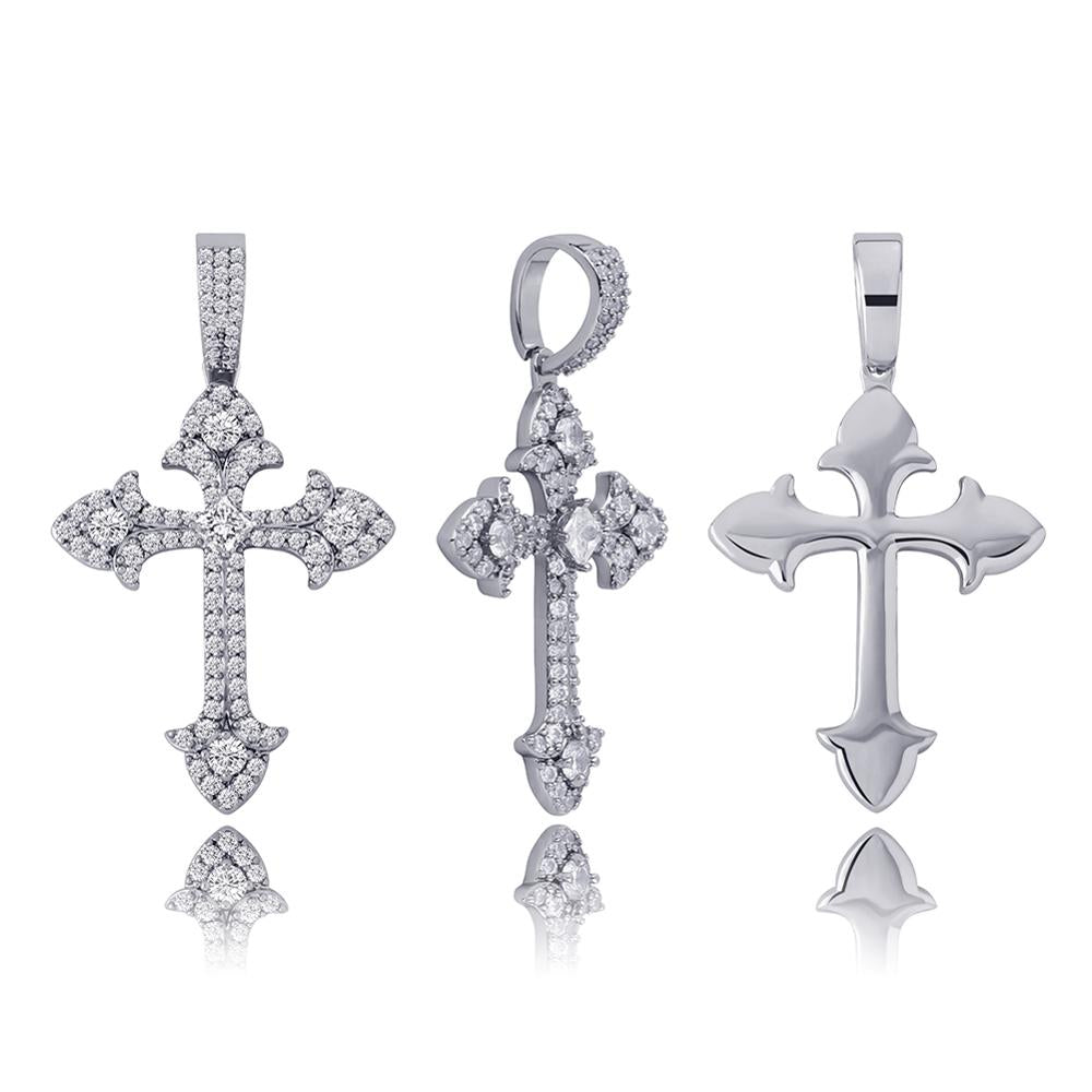 TOPGRILLZ Cross Pendant Ice Crystal Cubic Zircon Cross Pendant Necklace For Men Hip Hop Jewelry Gift