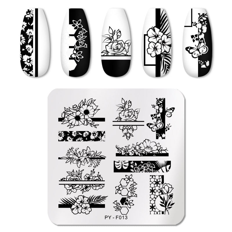 PICT YOU 12*6cm Nail Art Templates Stamping Plate Design Flower Animal Glass Temperature Lace Stamp Templates Plates Image