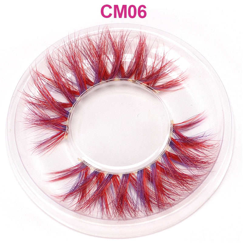 OKAYLASH 3D 6D False Colored Eyelashes Natural Real Mink fluffy Style  Eye lash Extension Makeup Cosplay Colorful Eyelash