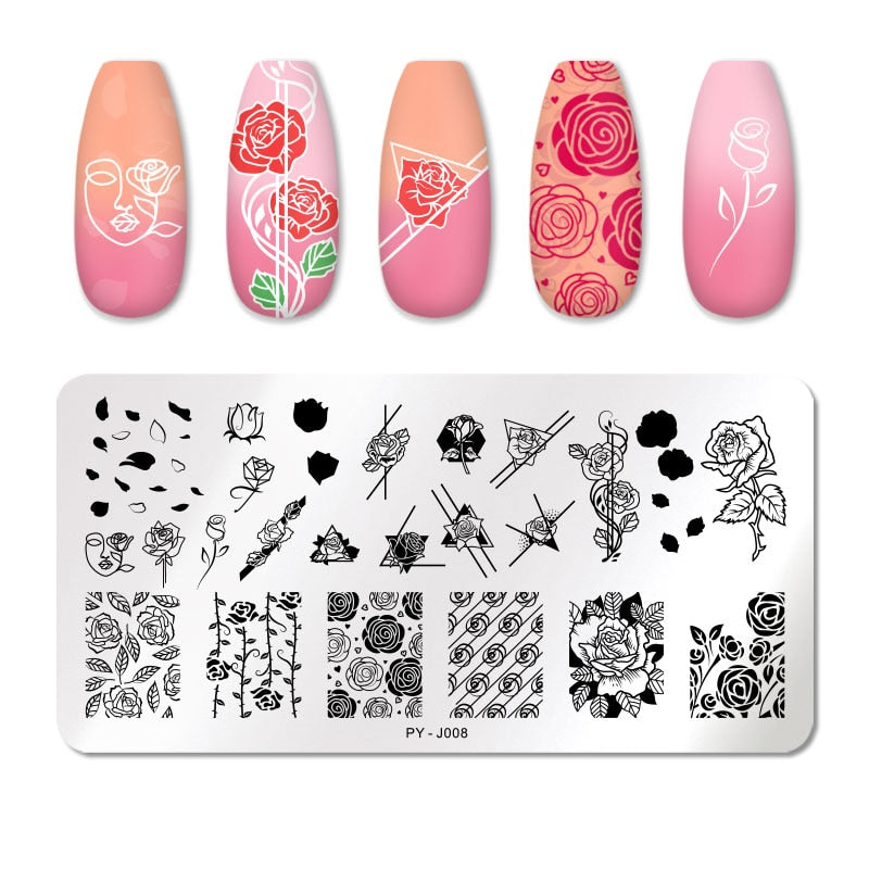 PICT YOU 12*6cm Nail Art Templates Stamping Plate Design Flower Animal Glass Temperature Lace Stamp Templates Plates Image