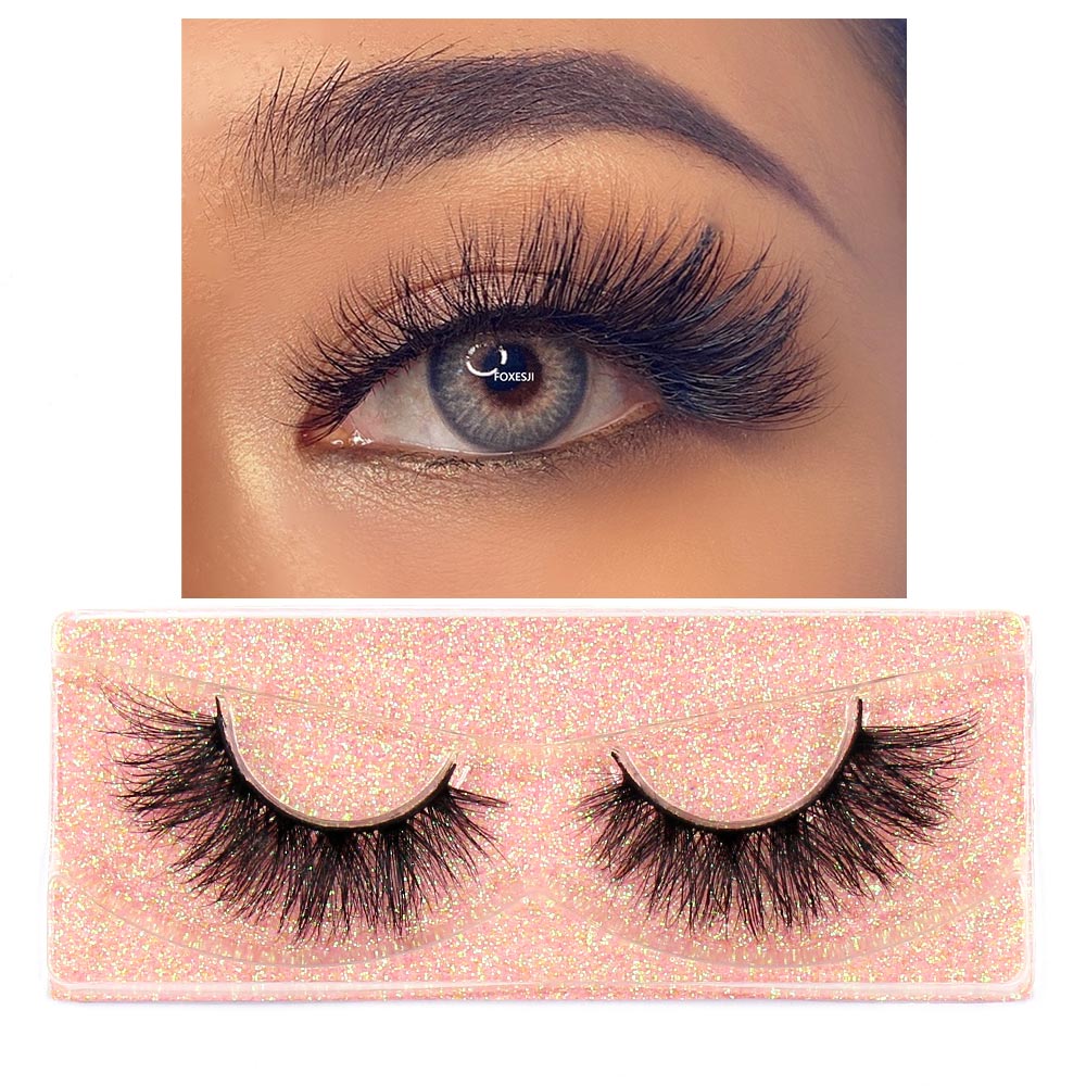 FOXESJI 3D Mink Lashes Makeup False Eyelashes Fluffy Thick Cross Cruelty free Natural Mink Eyelashes Eyelash Extension Lashes