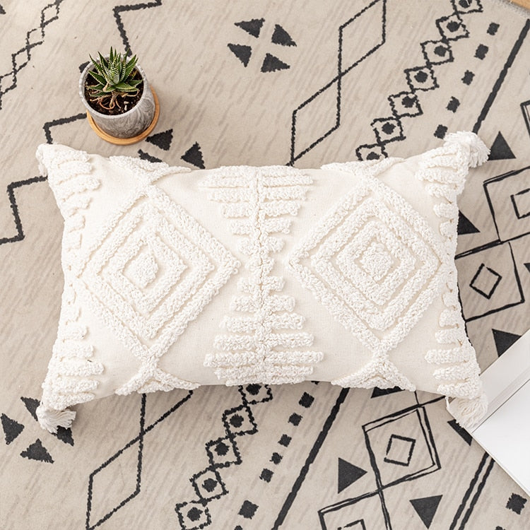 Cushion Cover 45x45cm/30x50cm Cotton pillow cover Ivory Loop Tufted for Home decoration Netural Living Room Bedroom