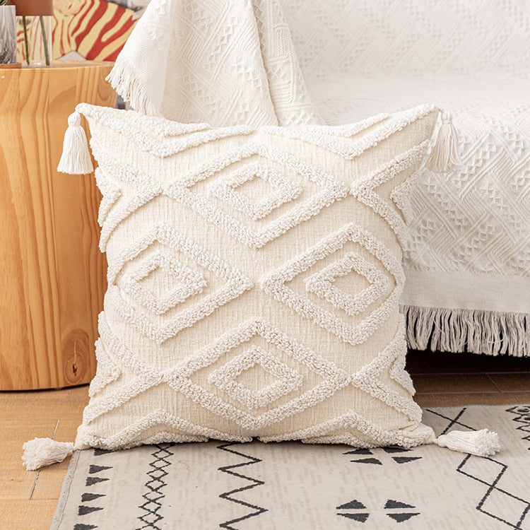 Cushion Cover 45x45cm/30x50cm Cotton pillow cover Ivory Loop Tufted for Home decoration Netural Living Room Bedroom