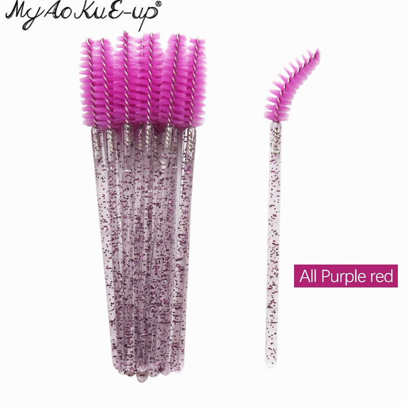 50pcs Eyelash Brushes Eyebrow Microbrush For Mascara Wand Soft Head Eyelashes Cosmetics Applicator Lash Extension Makeup Brushes