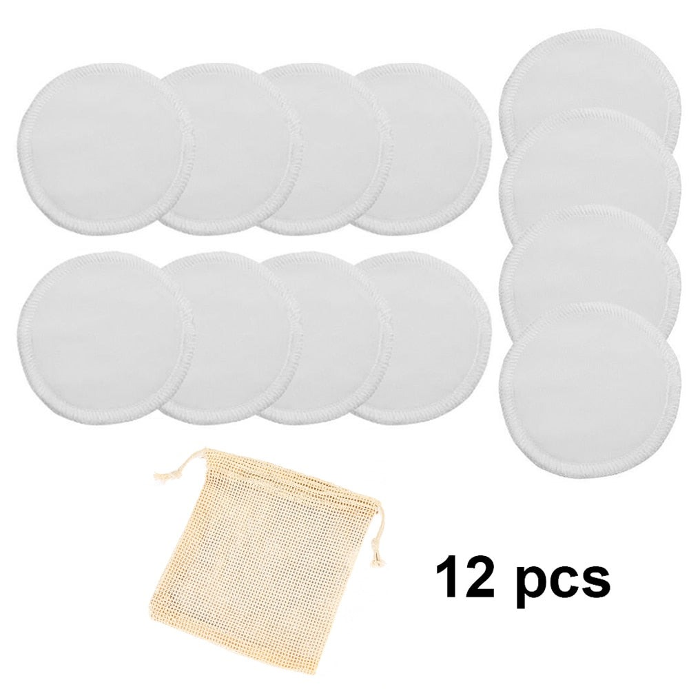 12PCS/SET Bamboo Fiber Reusable Rounds Facial Pads