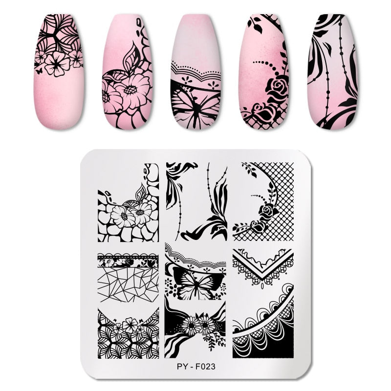 PICT YOU 12*6cm Nail Art Templates Stamping Plate Design Flower Animal Glass Temperature Lace Stamp Templates Plates Image