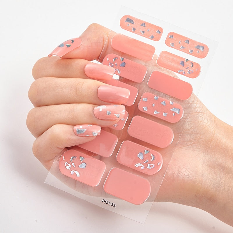 Four Sorts 0f Nail Stickers Nails Art Decoration Manicure Shiny Nail Decoration Decals Plain Stickers Nail Accesoires Women