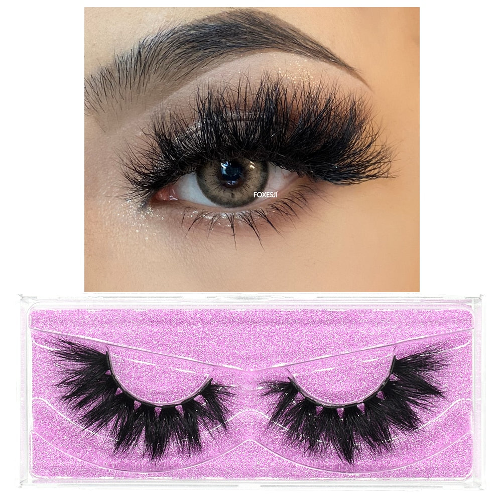 FOXESJI 3D Mink Lashes Makeup False Eyelashes Fluffy Thick Cross Cruelty free Natural Mink Eyelashes Eyelash Extension Lashes