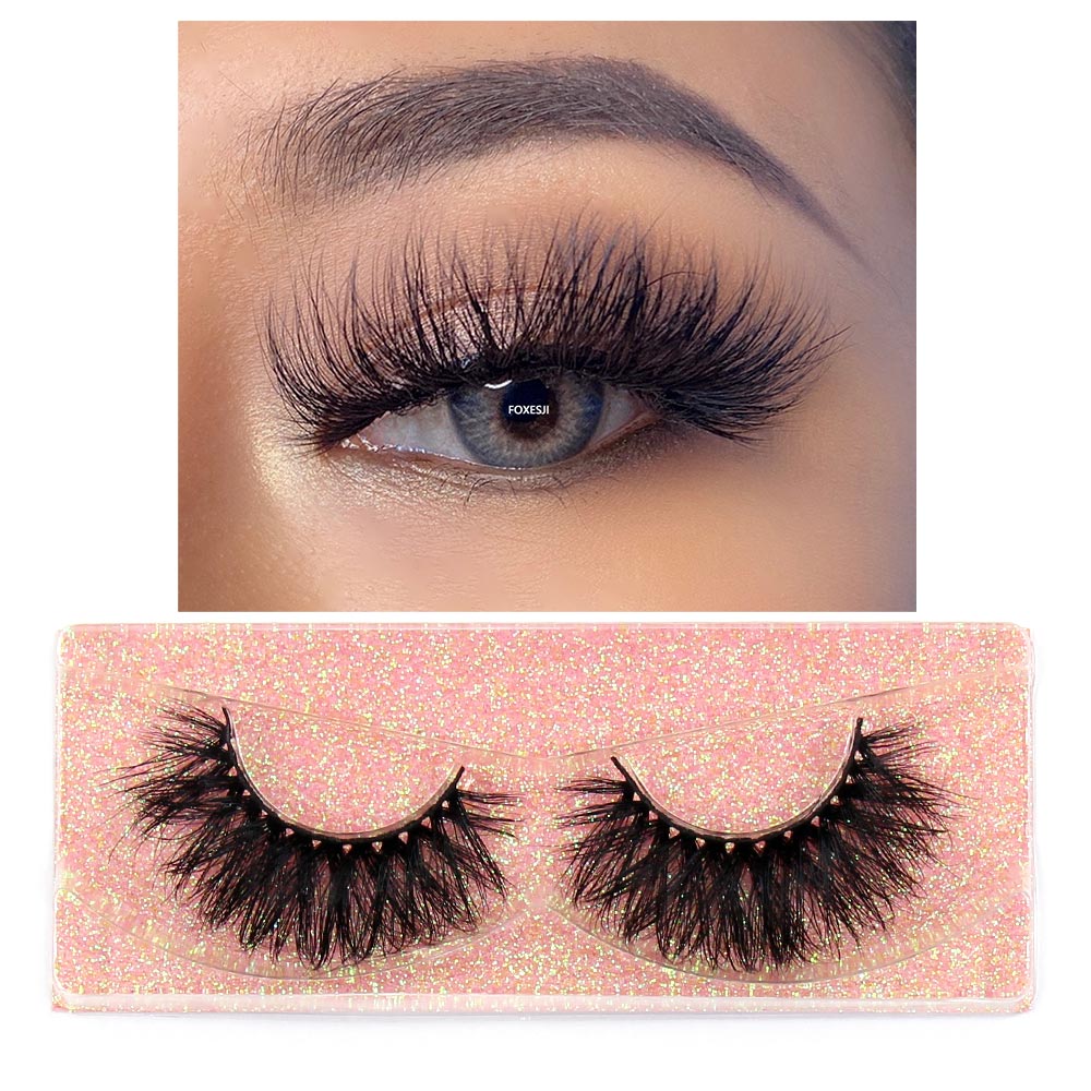 FOXESJI 3D Mink Lashes Makeup False Eyelashes Fluffy Thick Cross Cruelty free Natural Mink Eyelashes Eyelash Extension Lashes