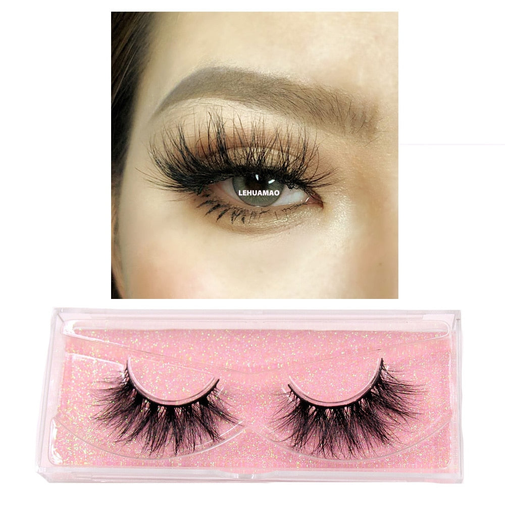 LEHUAMAO Makeup Mink eyelashes Soft fake lashes makeup kit Mink Lashes extension mink eyelashes Handmade Reusable Eyelashes