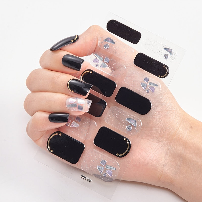 Four Sorts 0f Nail Stickers Nails Art Decoration Manicure Shiny Nail Decoration Decals Plain Stickers Nail Accesoires Women