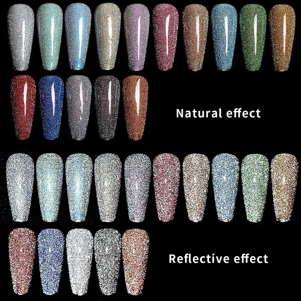 Vendeeni 15ml Glitter Chips Diamond Gel Nail Polish Sparkling Laser Nail Art Gel Varnish UV LED Soak Off Gel Lacquer 15 Colors