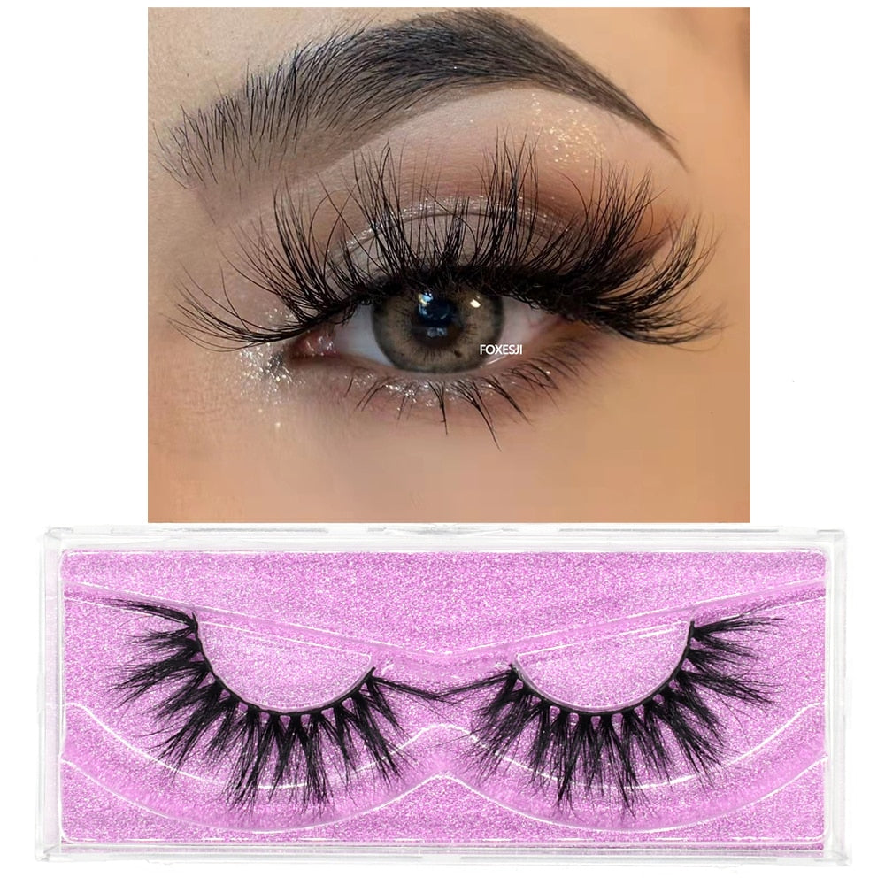 FOXESJI 3D Mink Lashes Makeup False Eyelashes Fluffy Thick Cross Cruelty free Natural Mink Eyelashes Eyelash Extension Lashes