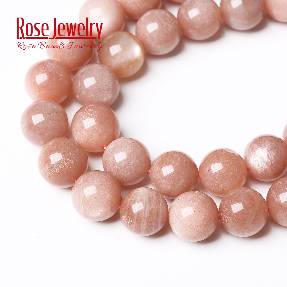 AAAAA Quality Natural Sunstone Quartz Peach Round Loose Beads 15&quot; Strand 4 6 8 10 12 MM Pick Size For Jewelry Making Bracelet