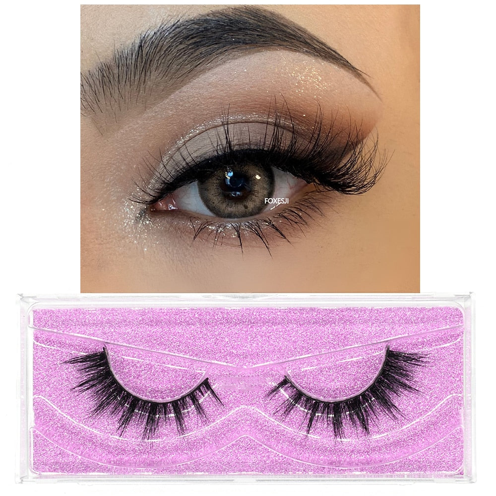 FOXESJI 3D Mink Lashes Makeup False Eyelashes Fluffy Thick Cross Cruelty free Natural Mink Eyelashes Eyelash Extension Lashes