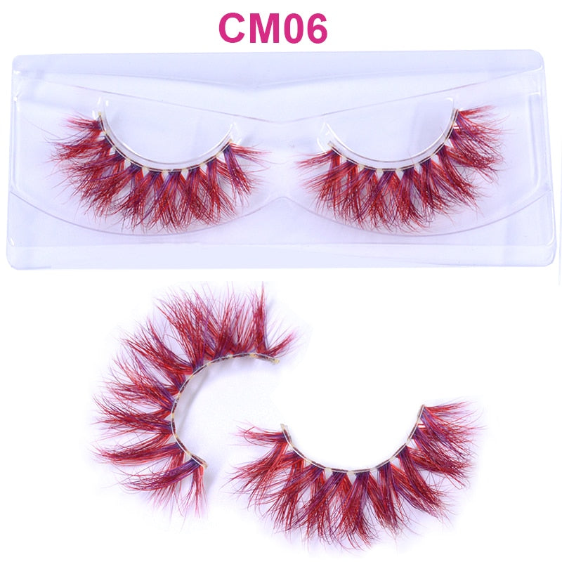 OKAYLASH 3D 6D False Colored Eyelashes Natural Real Mink fluffy Style  Eye lash Extension Makeup Cosplay Colorful Eyelash