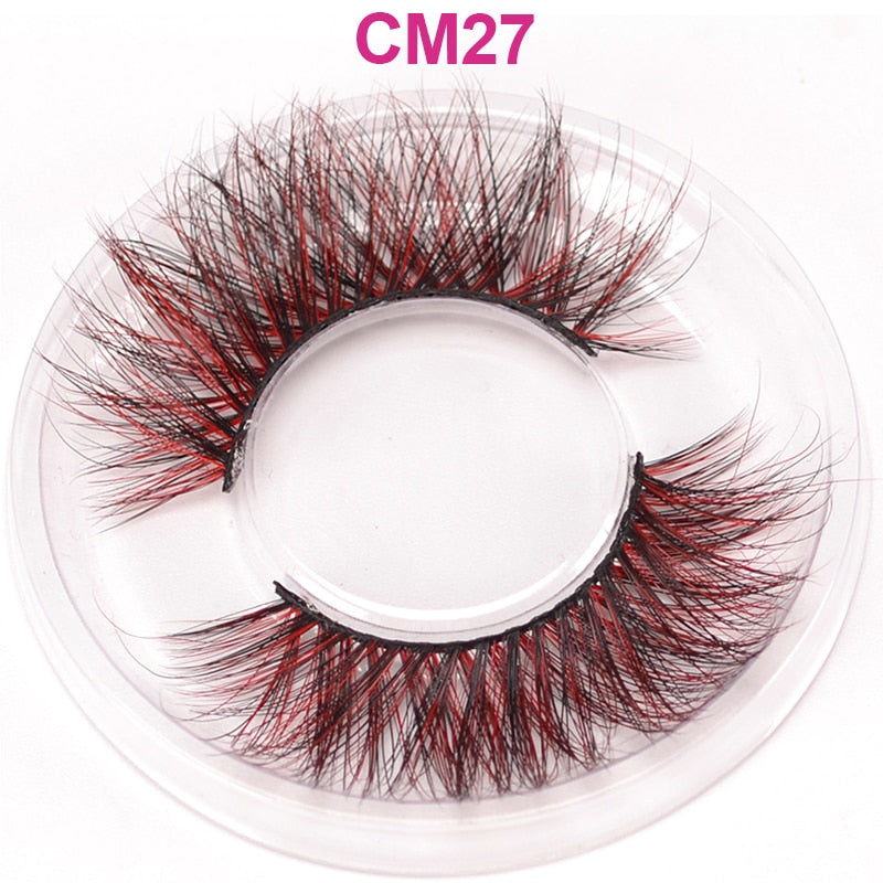 OKAYLASH 3D 6D False Colored Eyelashes Natural Real Mink fluffy Style  Eye lash Extension Makeup Cosplay Colorful Eyelash