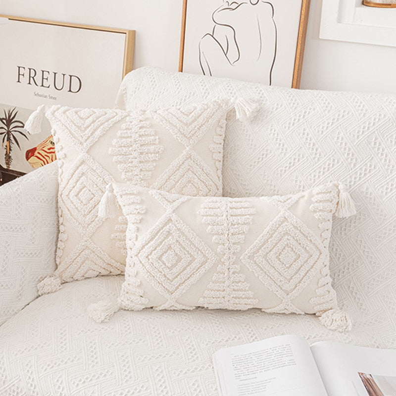 Cushion Cover 45x45cm/30x50cm Cotton pillow cover Ivory Loop Tufted for Home decoration Netural Living Room Bedroom