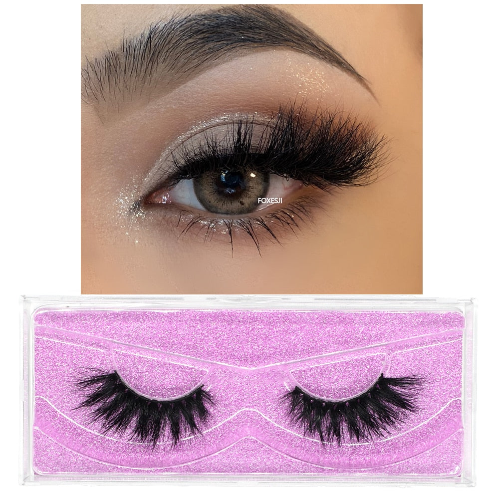 FOXESJI 3D Mink Lashes Makeup False Eyelashes Fluffy Thick Cross Cruelty free Natural Mink Eyelashes Eyelash Extension Lashes