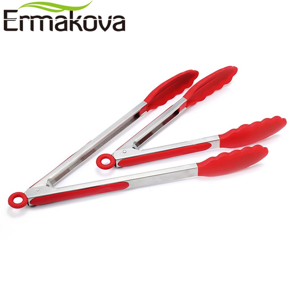 ERMAKOVA Silicone BBQ Grilling Tong Salad Bread Serving Tong Non-Stick Kitchen Accessories  Grilling Cooking Tong Barbecue Clip