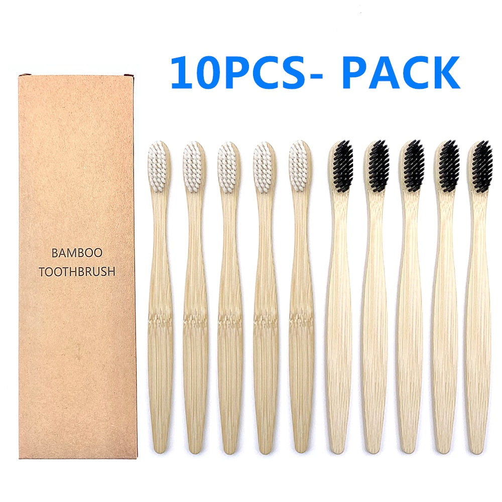 10PCS Biodegradable Bamboo Toothbrush Teeth Colorful Bristle Natural Bamboo Tooth brush Dental Eco Bambou Toothbrushes