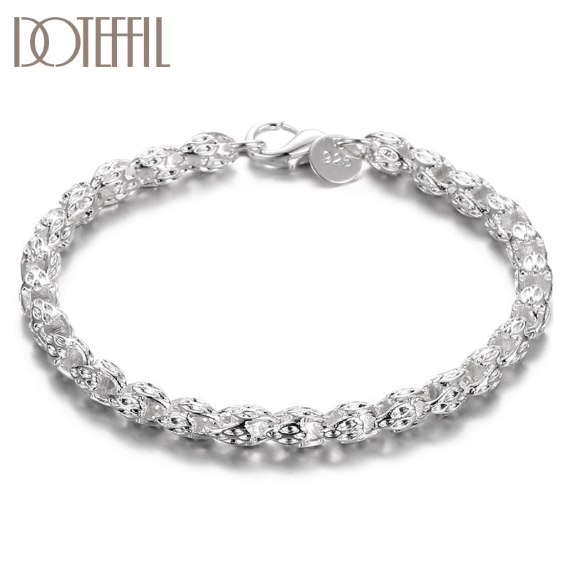 DOTEFFIL 925 Sterling Silver Faucet Chain Bracelet For Women Man Wedding Engagement Party Fashion Jewelry