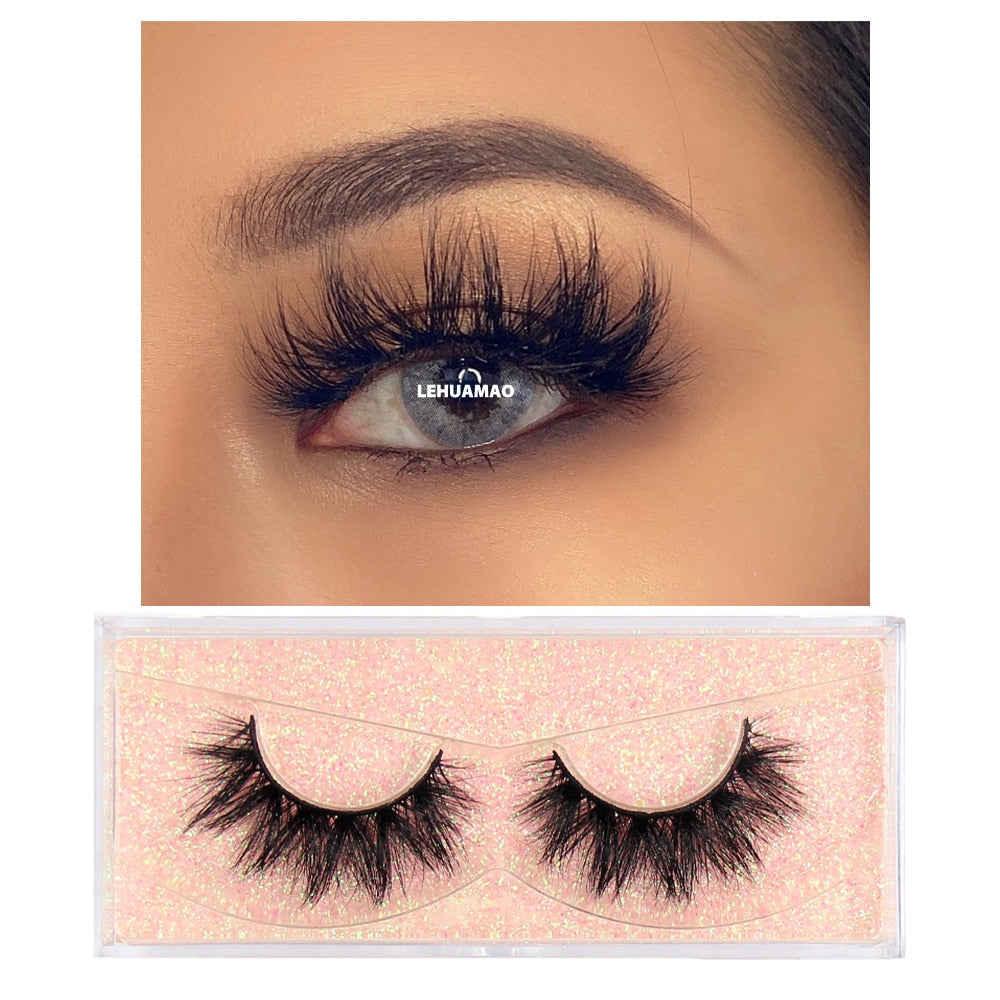 LEHUAMAO Makeup Mink eyelashes Soft fake lashes makeup kit Mink Lashes extension mink eyelashes Handmade Reusable Eyelashes