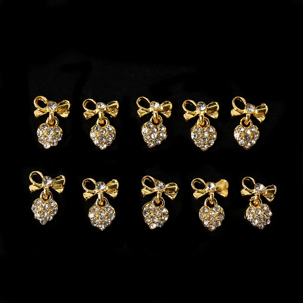 10 Pcs High Quality Glitter Full Drill Mouse Nial Art Decorations Alloy Rhinestones 3d Nail Jewelry Charms For Nails