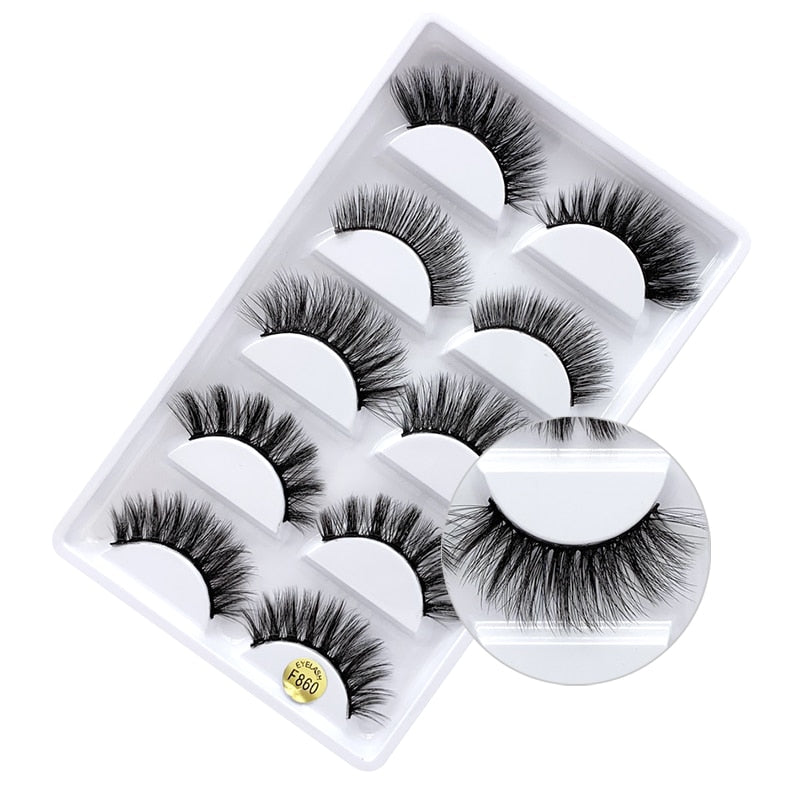 5 Pairs Mink EyeLashes 3D False Lashes winged Thick Makeup EyeLash Dramatic Lashes Natural fake eyelashes Soft mink Lashes G800