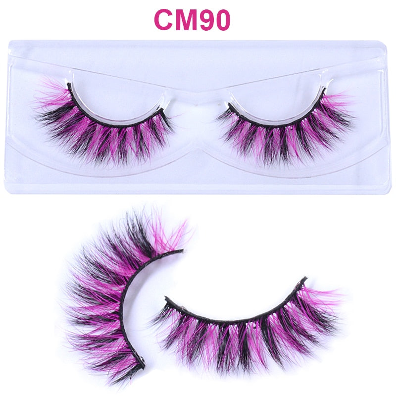 OKAYLASH 3D 6D False Colored Eyelashes Natural Real Mink fluffy Style  Eye lash Extension Makeup Cosplay Colorful Eyelash