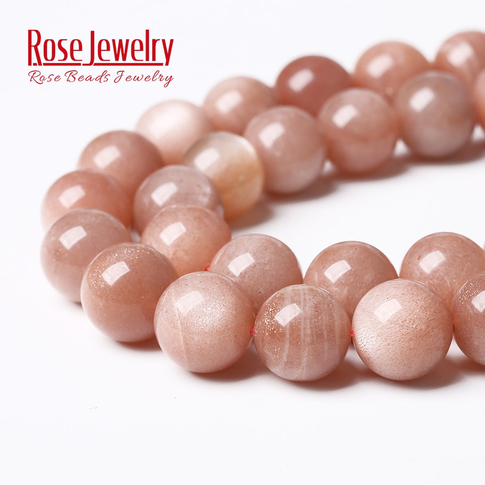 AAAAA Quality Natural Sunstone Quartz Peach Round Loose Beads 15&quot; Strand 4 6 8 10 12 MM Pick Size For Jewelry Making Bracelet