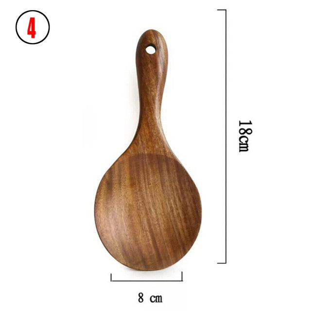 1-7pcs/set  Teak natural wood tableware spoon colander spoon special nano soup skimmer cooking spoon wooden kitchen tool kit