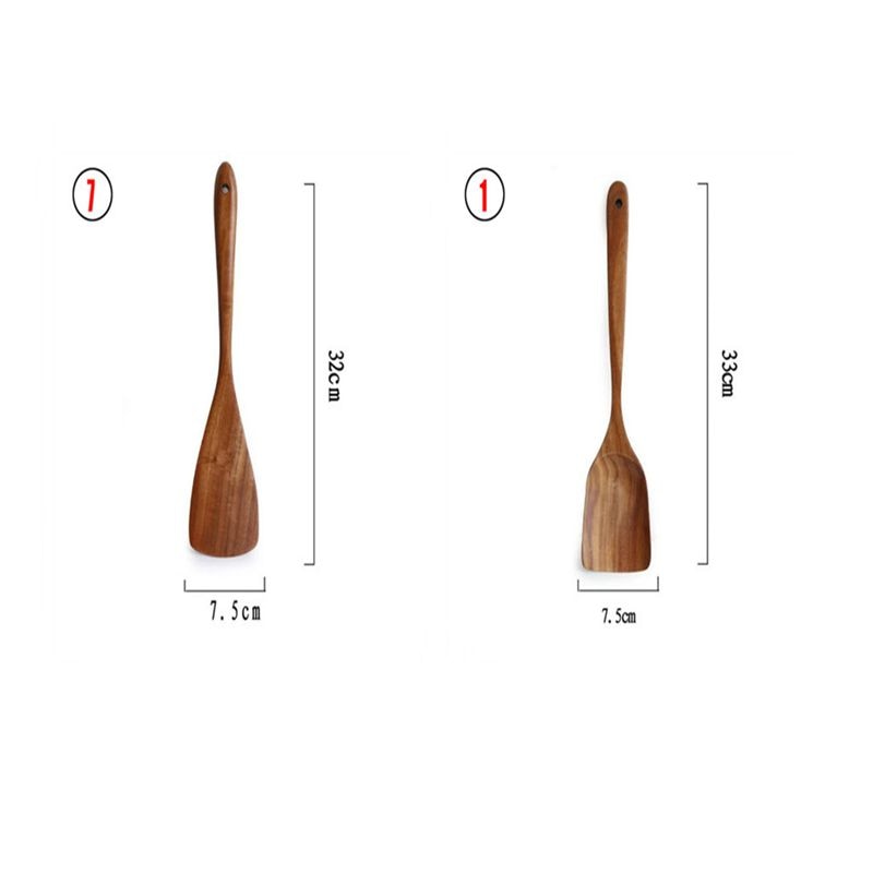 1-7pcs/set  Teak natural wood tableware spoon colander spoon special nano soup skimmer cooking spoon wooden kitchen tool kit