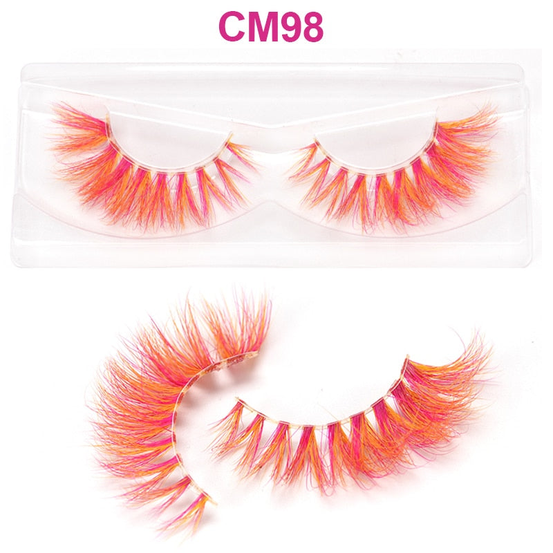 OKAYLASH 3D 6D False Colored Eyelashes Natural Real Mink fluffy Style  Eye lash Extension Makeup Cosplay Colorful Eyelash