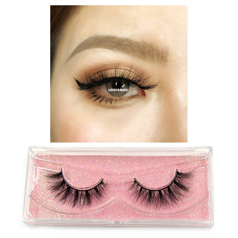 LEHUAMAO Makeup Mink eyelashes Soft fake lashes makeup kit Mink Lashes extension mink eyelashes Handmade Reusable Eyelashes