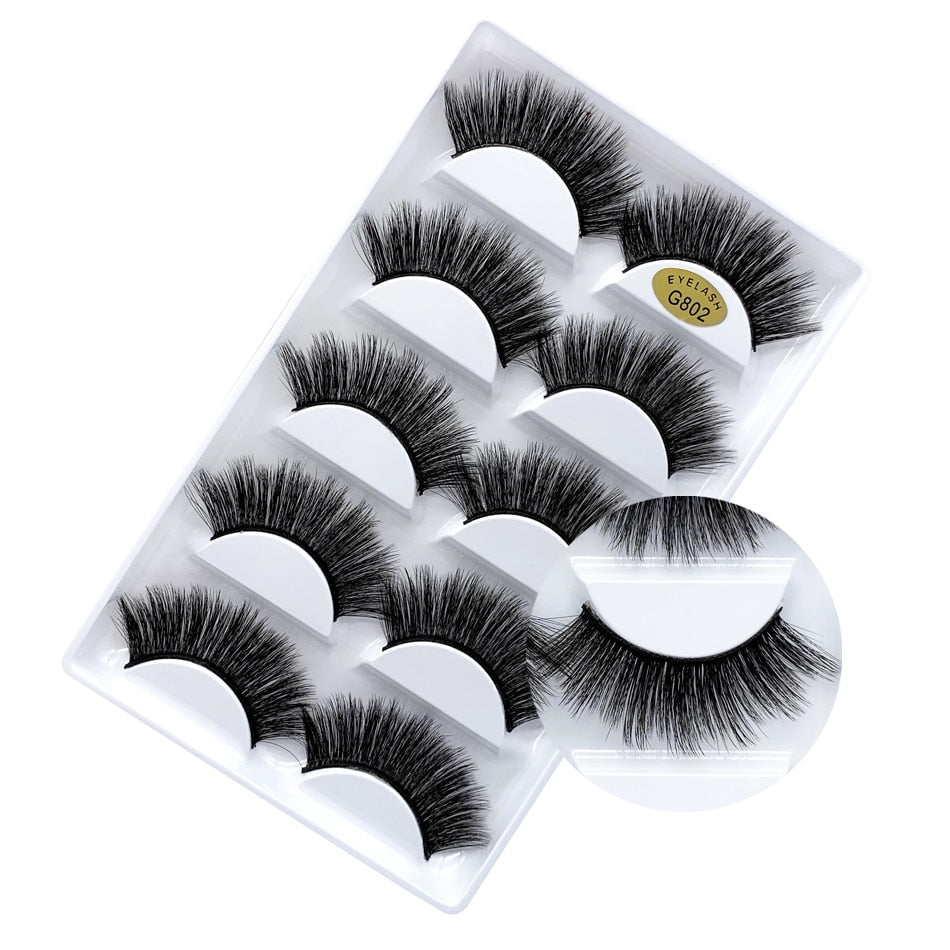 5 Pairs Mink EyeLashes 3D False Lashes winged Thick Makeup EyeLash Dramatic Lashes Natural fake eyelashes Soft mink Lashes G800