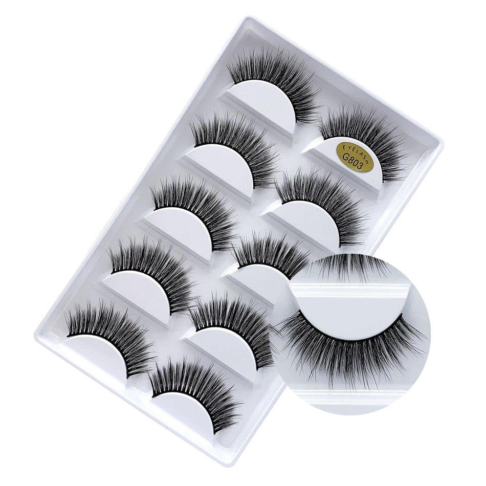 5 Pairs Mink EyeLashes 3D False Lashes winged Thick Makeup EyeLash Dramatic Lashes Natural fake eyelashes Soft mink Lashes G800