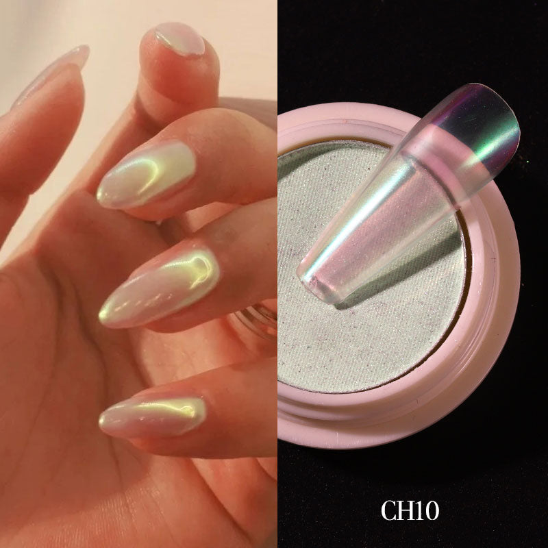 1g/box Transparent Holo Nail Glitter Mirror Aurora Neon Powders Dust Chameleon Nail Art Chrome Pigment Dipping Powder Decoration