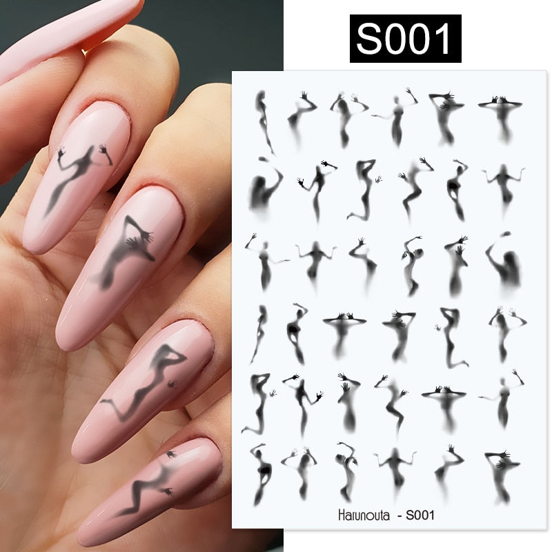 1PC Heart Love Design 3D Nail Sticker English Letter stickers Face Pattern Trasnfer Sliders Valentine&#39;s Day Nail Art Decoration