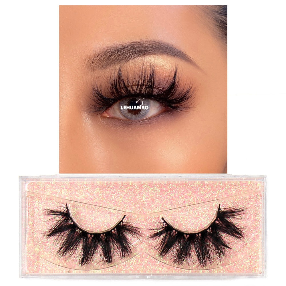 LEHUAMAO Makeup Mink eyelashes Soft fake lashes makeup kit Mink Lashes extension mink eyelashes Handmade Reusable Eyelashes