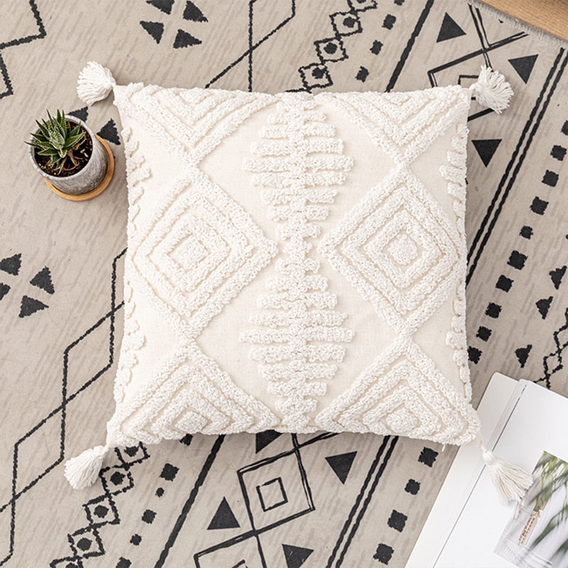 Cushion Cover 45x45cm/30x50cm Cotton pillow cover Ivory Loop Tufted for Home decoration Netural Living Room Bedroom