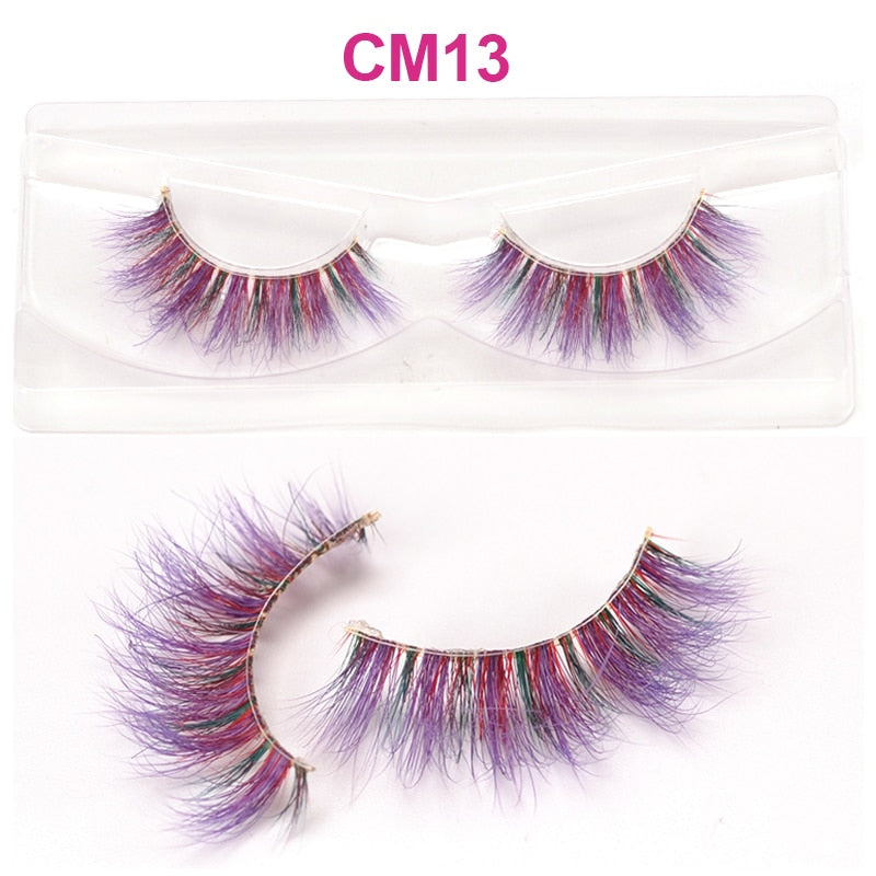 OKAYLASH 3D 6D False Colored Eyelashes Natural Real Mink fluffy Style  Eye lash Extension Makeup Cosplay Colorful Eyelash