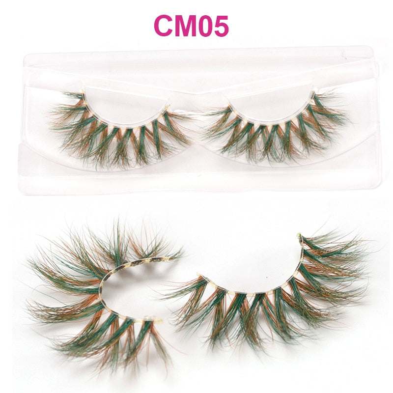 OKAYLASH 3D 6D False Colored Eyelashes Natural Real Mink fluffy Style  Eye lash Extension Makeup Cosplay Colorful Eyelash