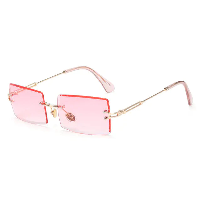 Rimless Small Rectangle Sunglasses UV400 Eyewear